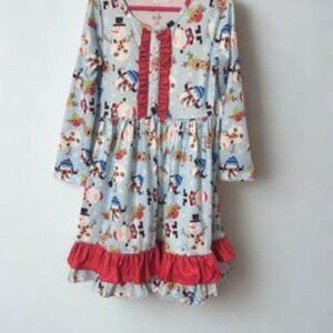 Pete & Lucy Boutique- Frosted Fun ruffle little girls dress-size 6/6x NWT